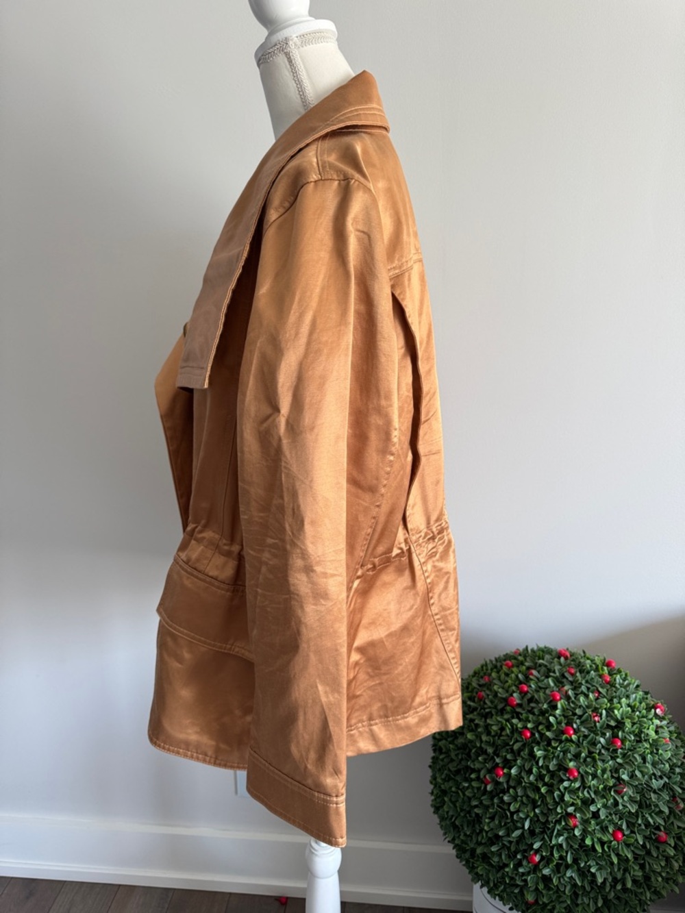 Donna Karan Women's Satin Zip-Front Jacket Sz XL - Picture 4 of 12